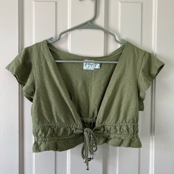 JAMISON Reid Princess Polly Crop Top in Khaki - Picture 1 of 8